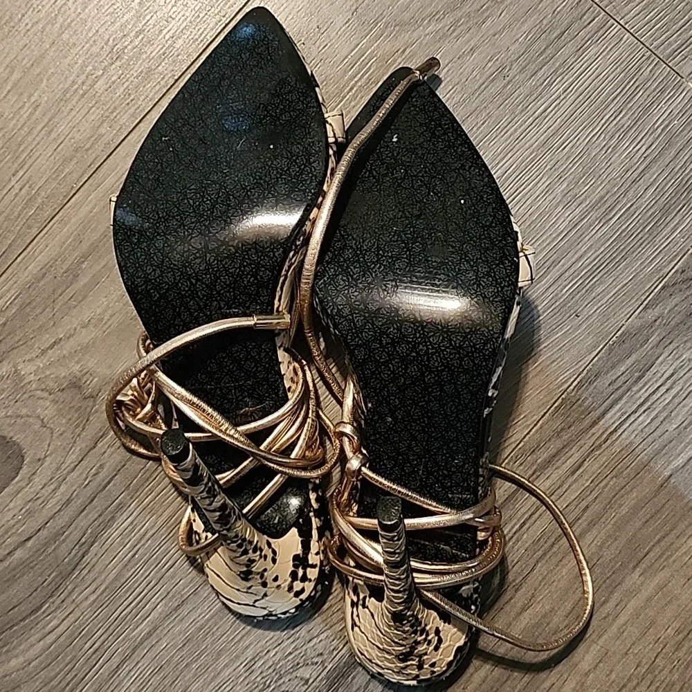 CAPE ROBBIN Grey Python Strappy Heel - Picture 2 of 5